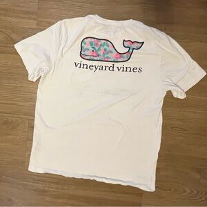 Vineyard Vines White Tee with Floral Whale